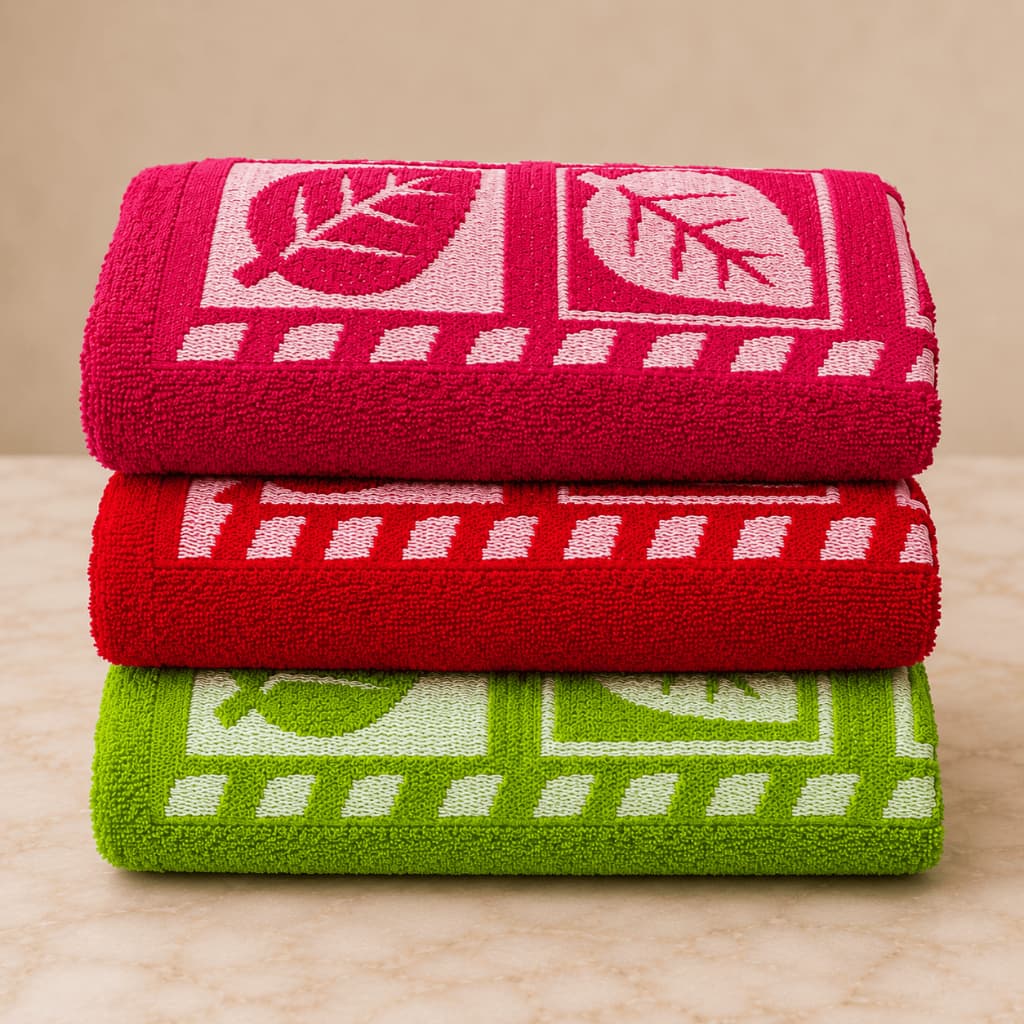 Kit 3 Toalhas De Banho Jacquard - 100% Algodão Grossa Macia