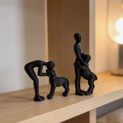 Pai e Mãe de Pet Escultura Decorativa  Simbolizando o Afeto e Lealdade Canina - Cachorro - Pet - Memórias