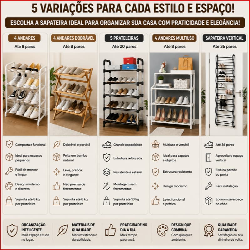 Organizador Sapatos Multiandar Setor Quartos Closet Compacto Econômico Sapateira organizador