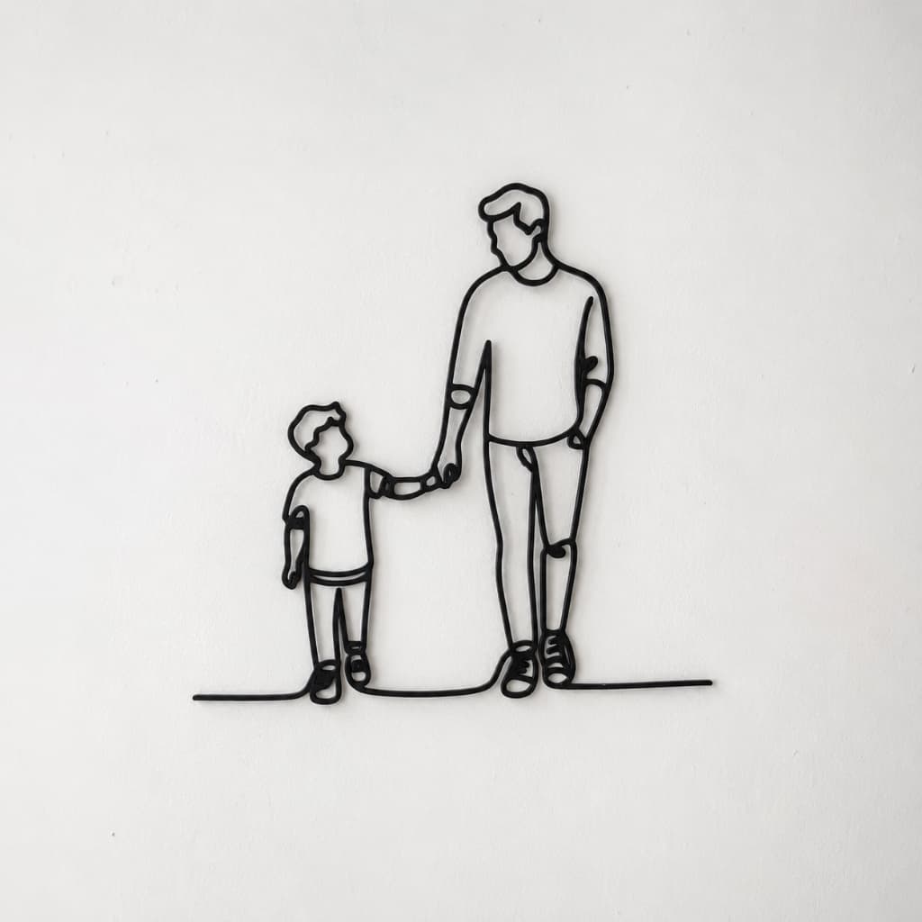 Escultura de Parede Pai e Filho Amor de Família 18x18cm 2mm dia dos pais