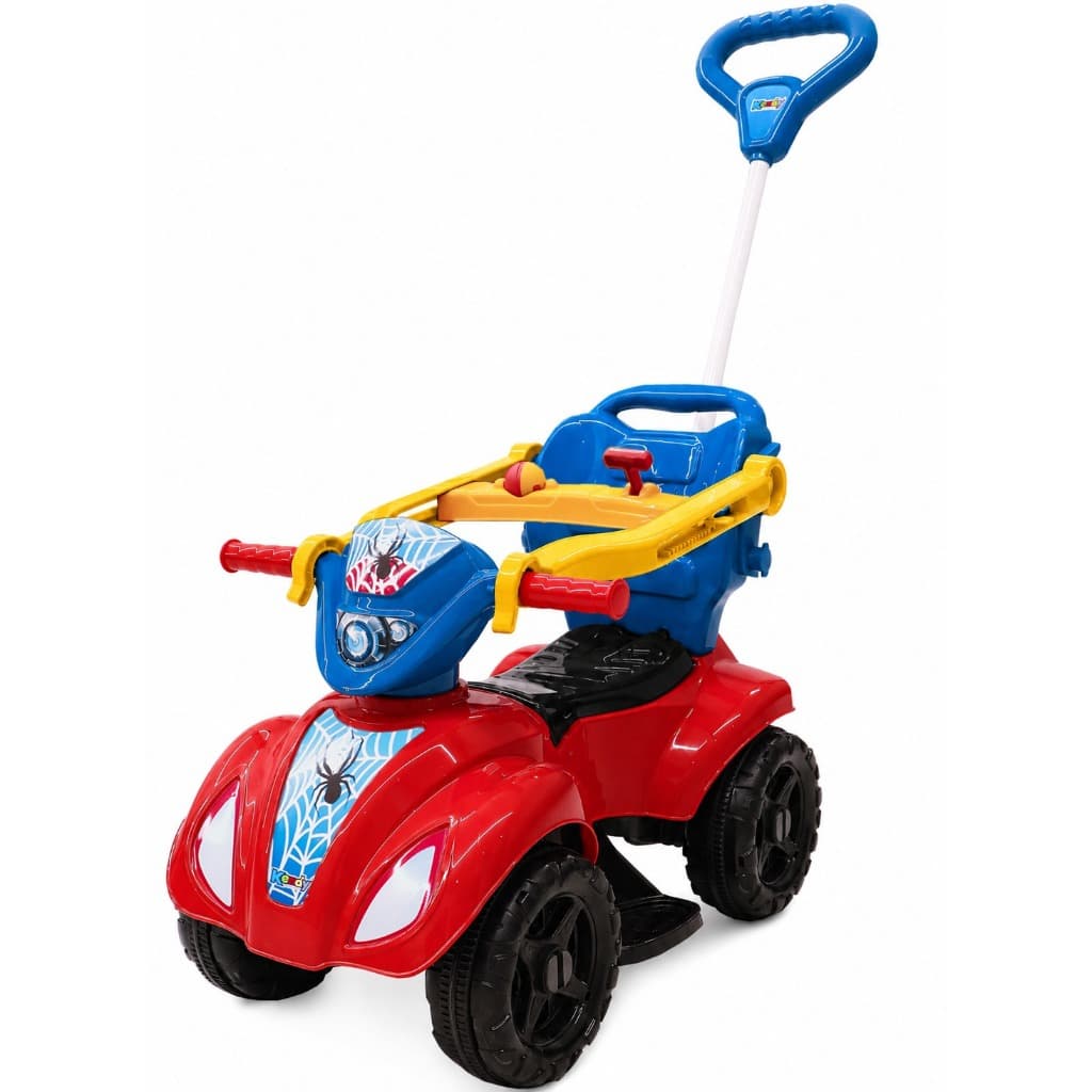 Carrinho de Passeio Quadriciclo Infantil Zociella Com Pedal Empurrador Motoquinha Baby Aranhã