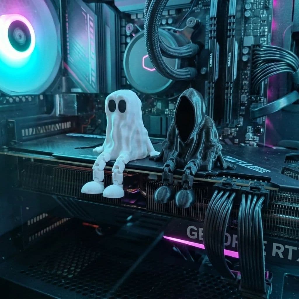 Mini Fantasma e Ceifador Articulado Boneco Decoração PC Computador Placa De Vídeo Gabinete Gamer