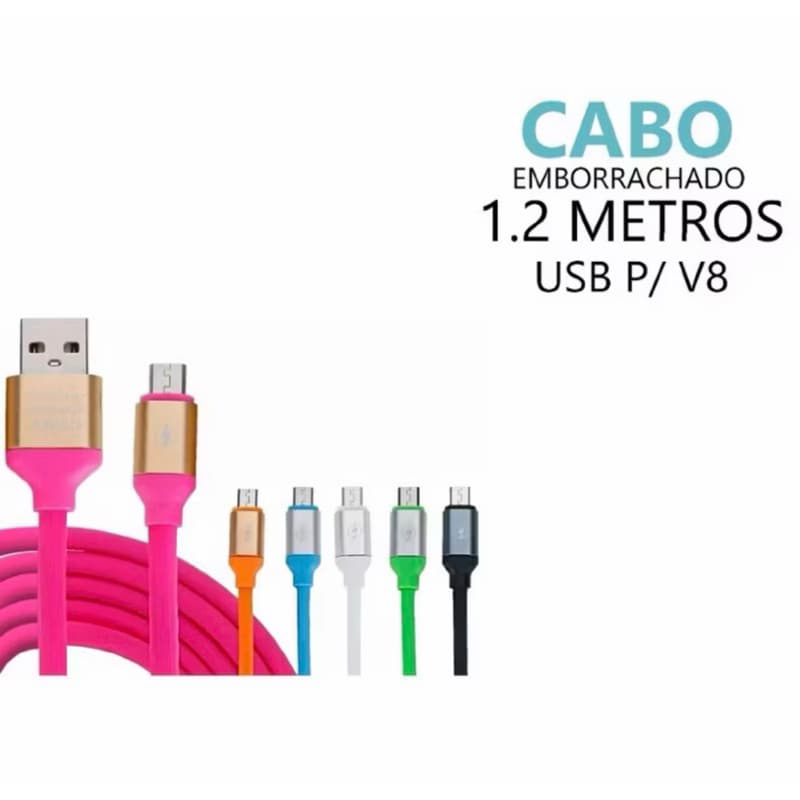 4 KIT Cabo Turbo Emborrachado Para Celular Tipo-C IPhone Resistente Colorido