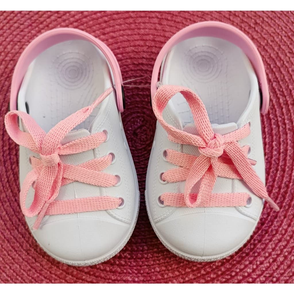 Sapatinho Sandália  Branca Infantil Com Cadarço Rosa Antiderrapante Confortável  Estilosa,Charme Para os Pezinhos