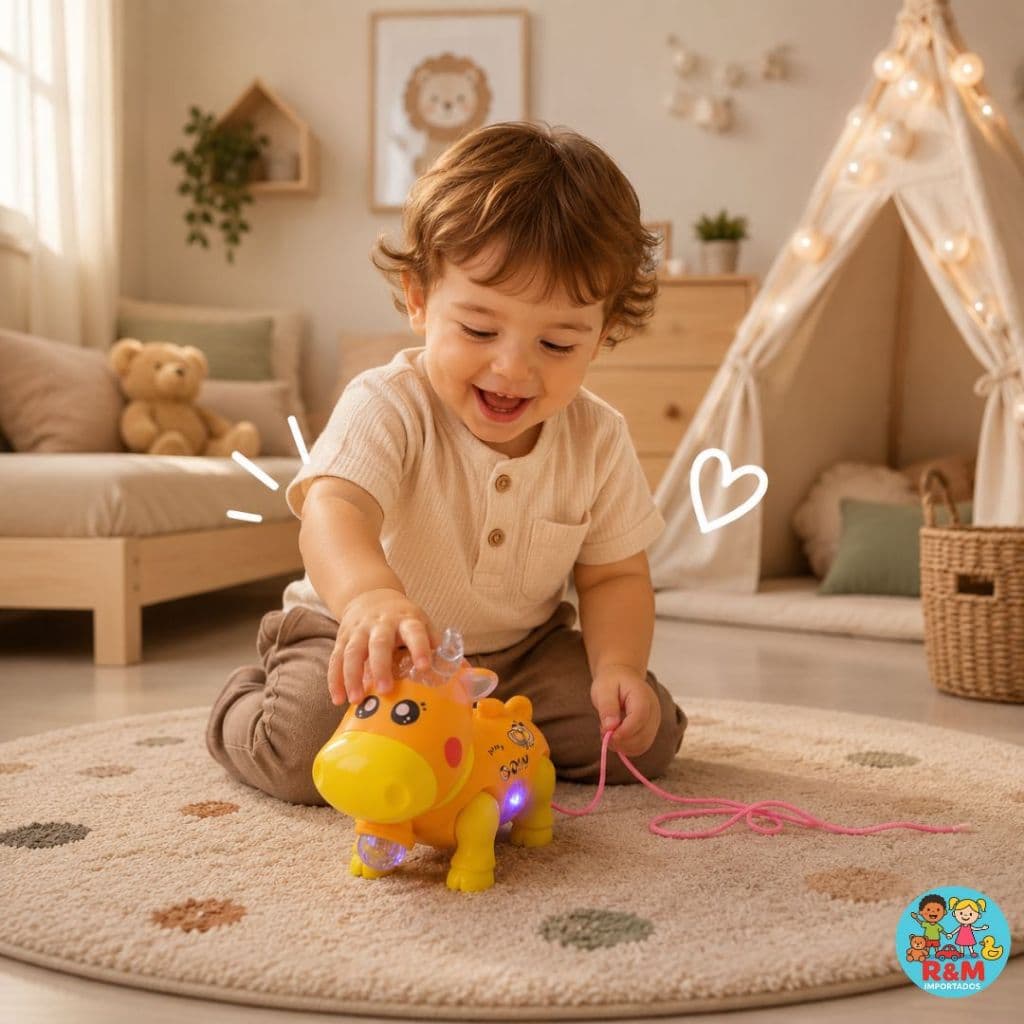 Brinquedo Vaquinha Fujão Elétrico Musical Som Luz Dançarino Movimento Infantil