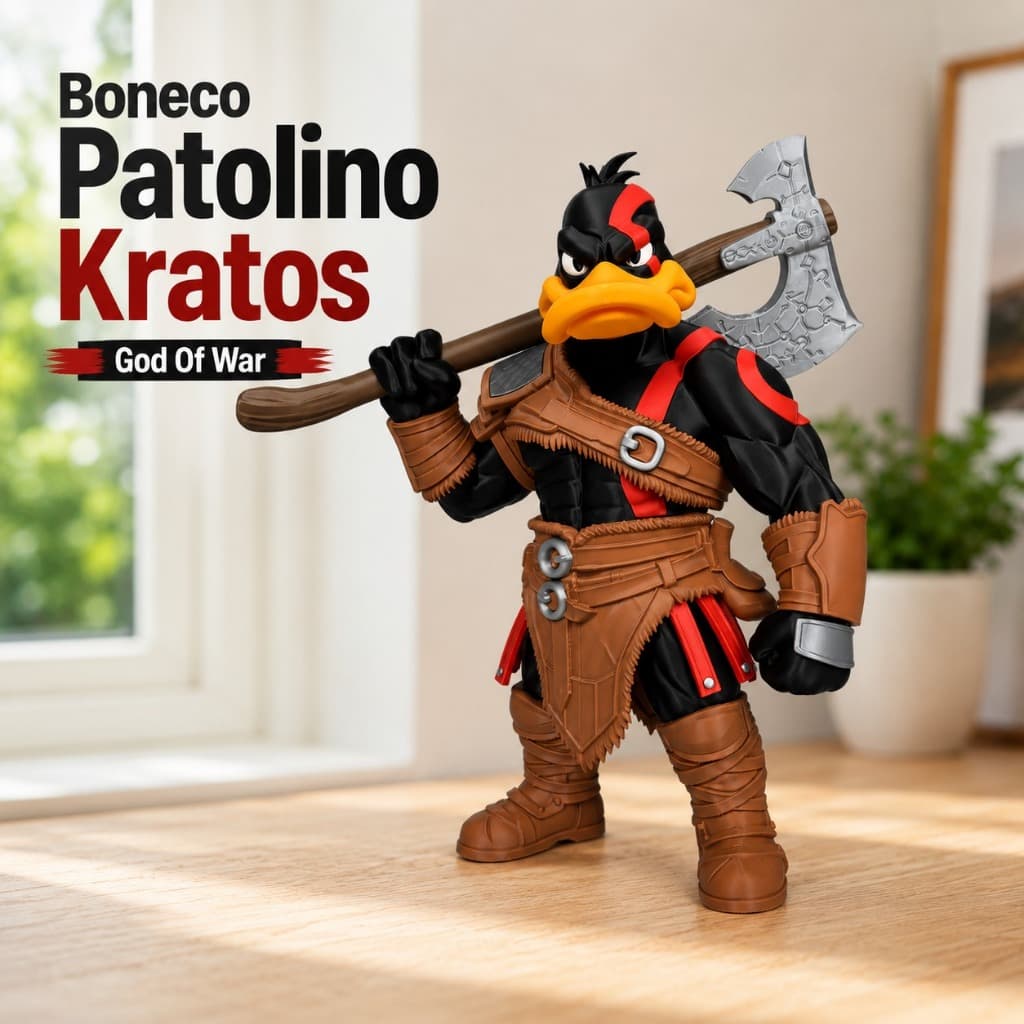 Boneco Patolino Kratos God Of War | Colecionavel | Geek| Impresso em 3D | 31cm