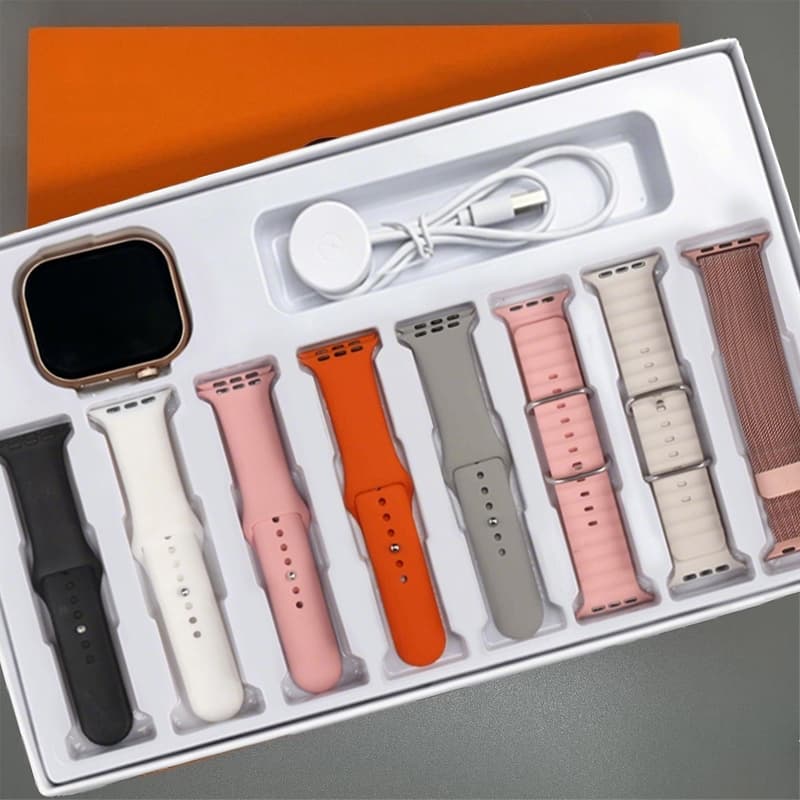 kit Smart Watch 7 Em 1 Com Relógio Feminino De 45 Mm , Tela De Toque Completa Esportiva/Lembrete/calculator De Mensagem