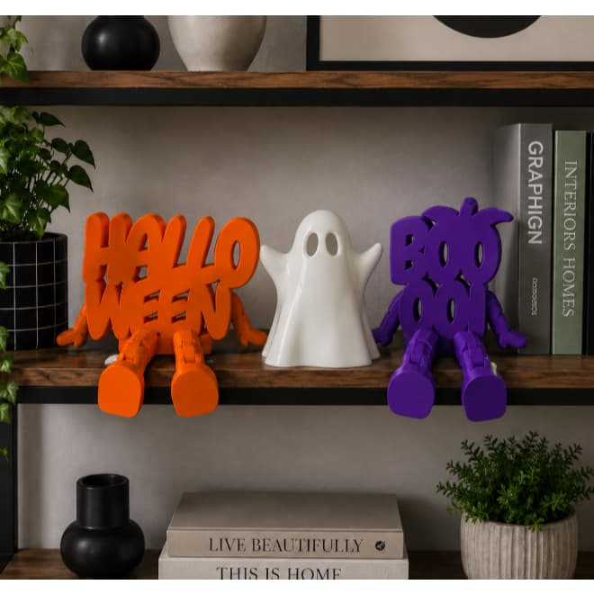 Decoração Halloween BOO Fantasma 3D Enfeite Festa Halloween Mesa Estante Decoração Assustadora