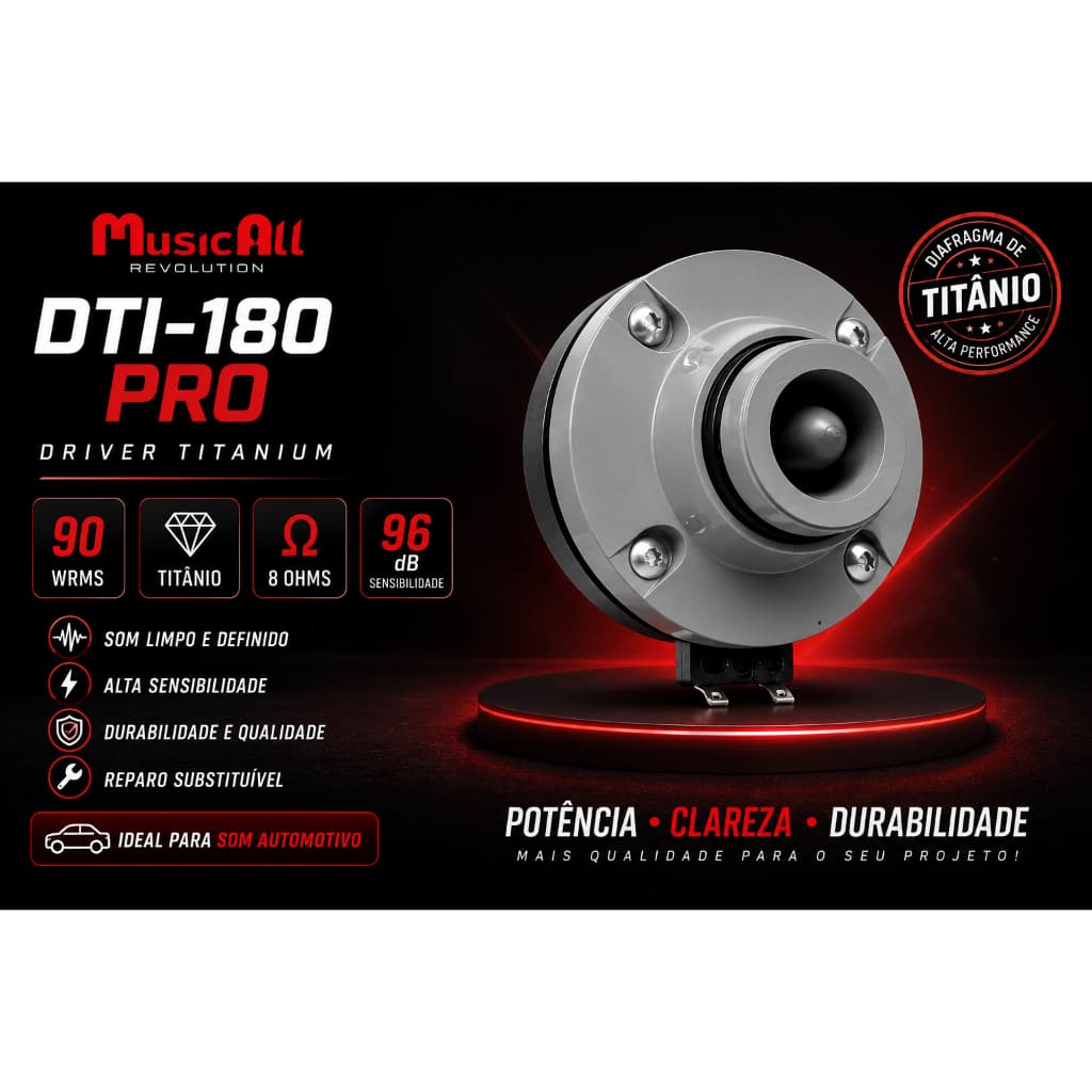 Driver Musicall  Dti 180 Titanium 90w Rms Corneta Dt 150 8 Ohms Som Automotivo