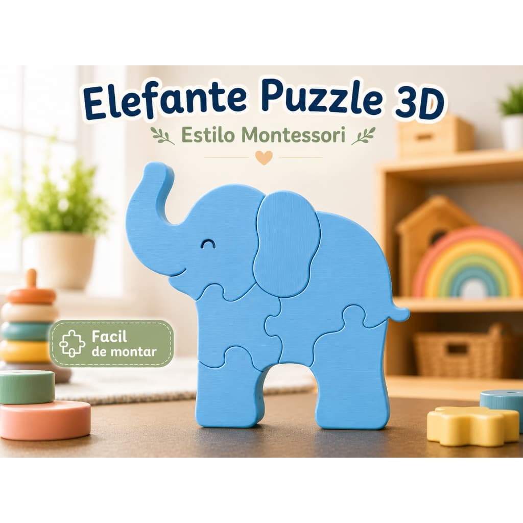Quebra-Cabeça de Animais Montessori 3D – Brinquedo Educativo Infantil