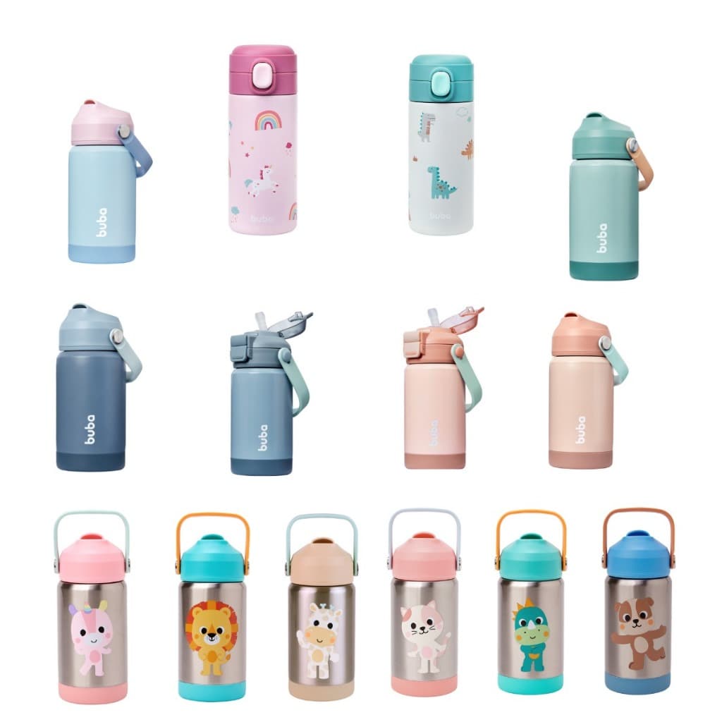 Garrafinha Térmica Buba Infantil Magic 320ml Garrafa Parede Dupla Antivazamentos Com Canudo Silicone