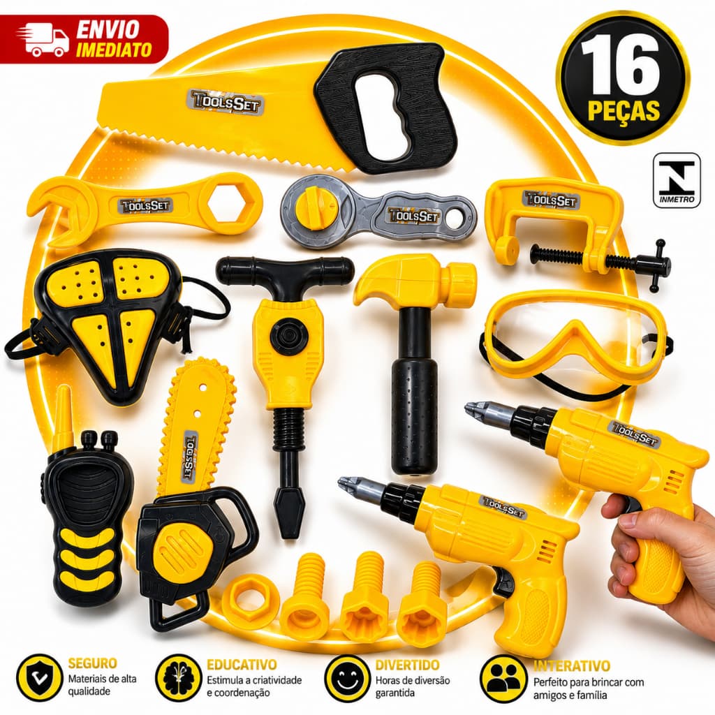 Kit 16 Ferramentas Infantil Ferramentas de Brinquedo Mini Construtor de Brinquedo Divertido Educativo