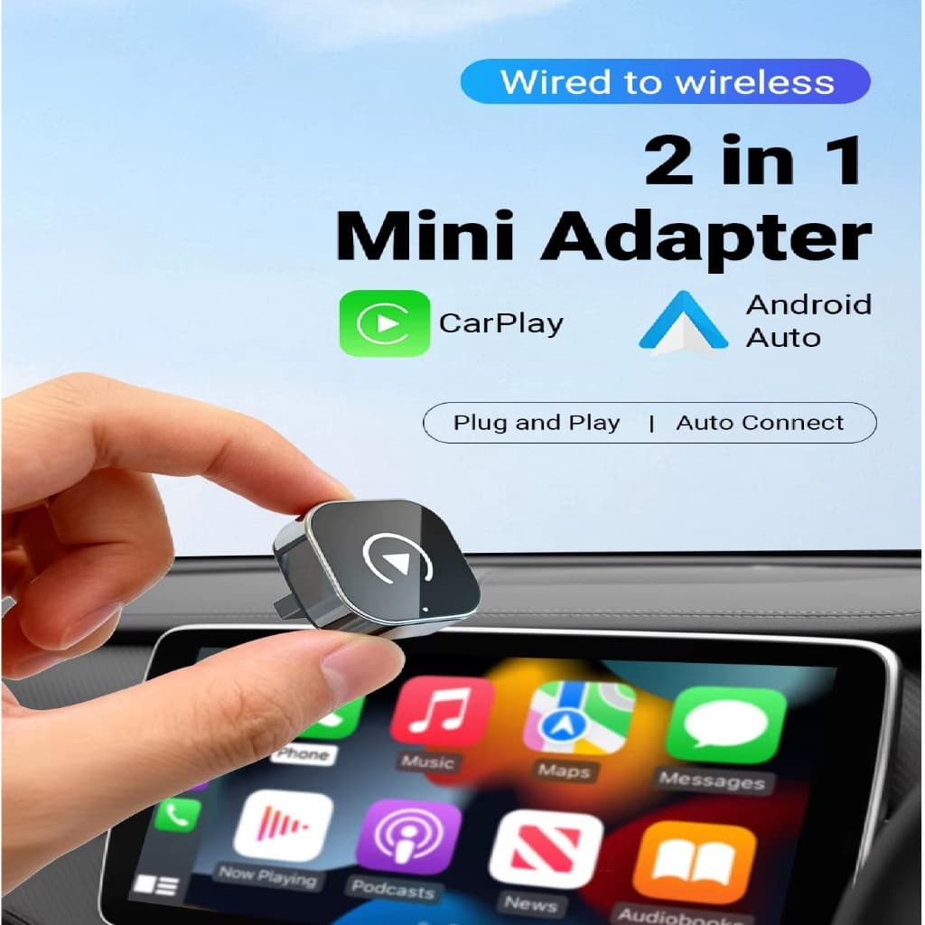 Carplay Adaptador Bluetooth Sem Fio Car Play Android Auto 2 Em 1 Usb Wireless Automático 2026