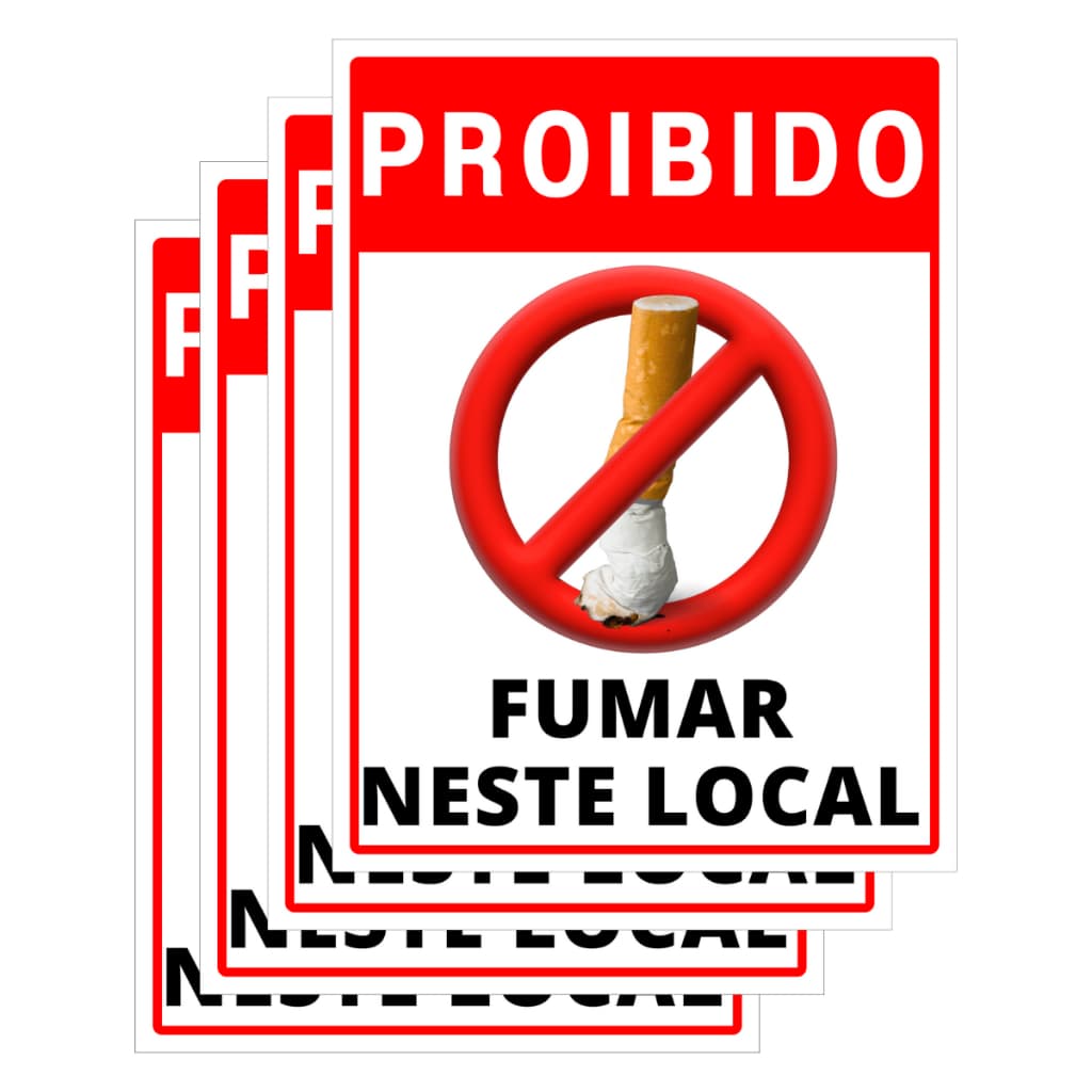 Kit 4 Placa Proibido Fumar Simples PS
