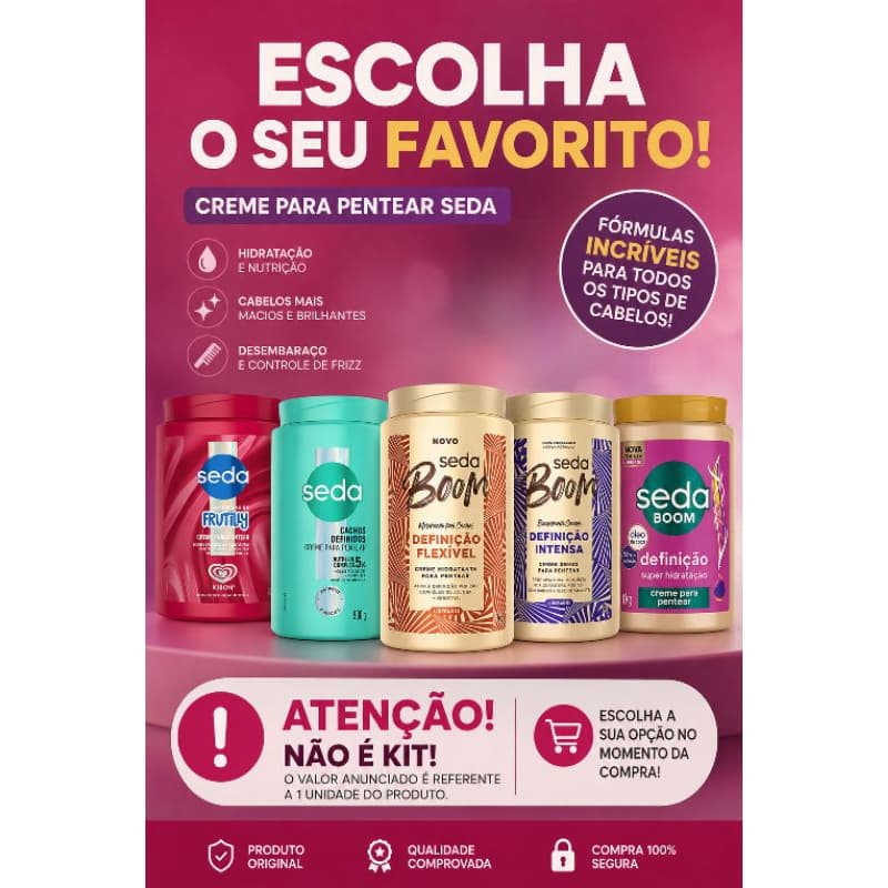 CREME PARA PENTEAR SEDA 1kl – ESCOLHA O SEU FAVORITO! 🌟