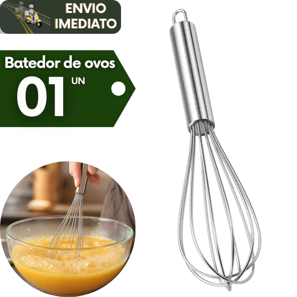 Batedor Fouet de Ovo para Misturar Ovos e Ingredientes para Cozinhas de Confeitarias e Doméstico