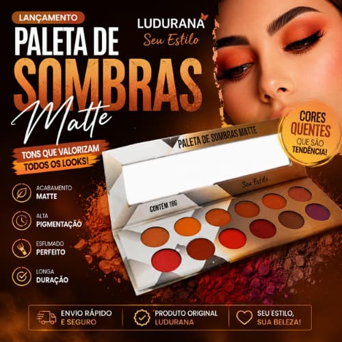 Paleta de Sombras Ludurana Seu Estilo Matte 12 Cores Alta Pigmentação Maquiagem Profissional