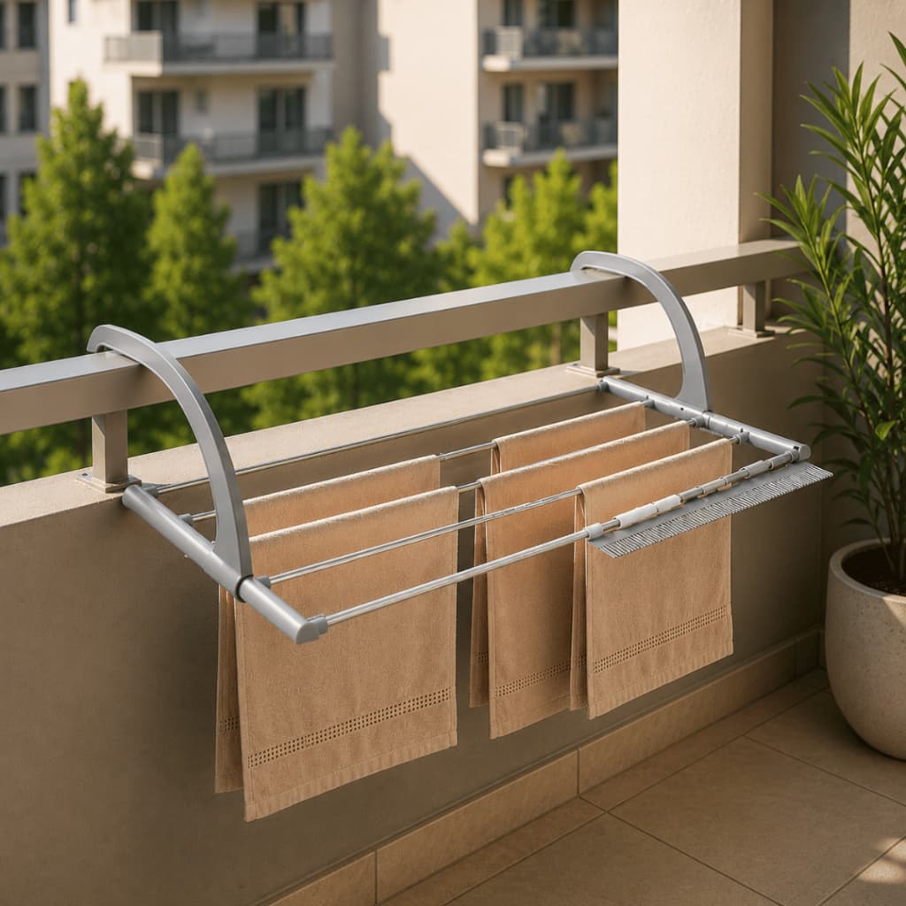 Kit Varal Dobrável Janela Apartamento Sacada Suspenso Pendurar Porta Varanda Resistente