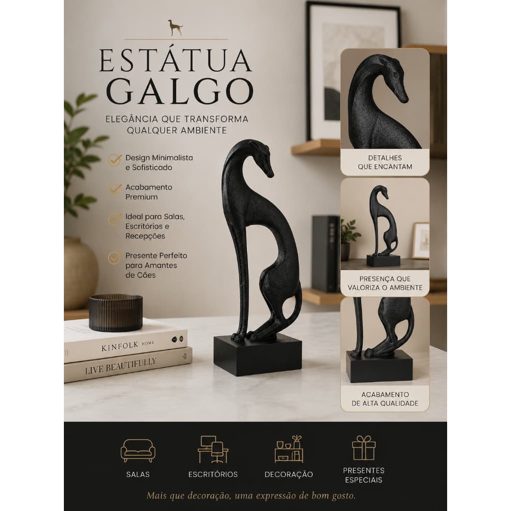 Escultura Cachorro Galgo – Figura de Cachorro Moderna
