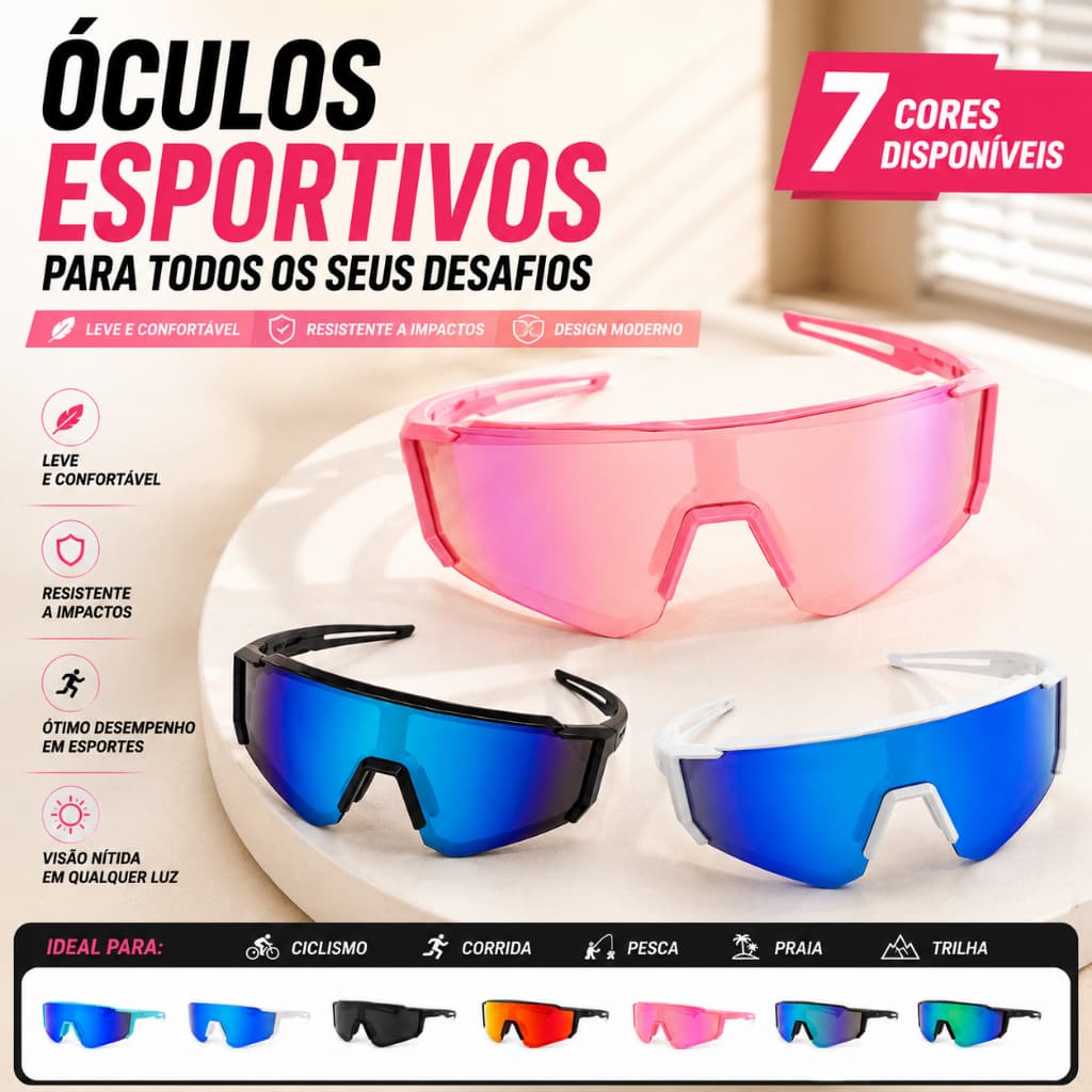 【Arte】Óculos de sol丨Óculos esportivos Tudo em um, à prova de vento e ideal para atividades
