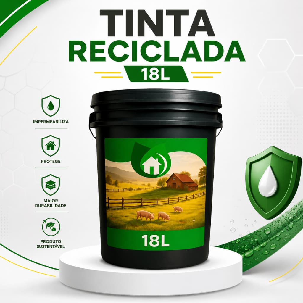 Tinta Reciclada Cor Preta 18L Para Parede Interna e Externa Acabamento Fosco Econômico