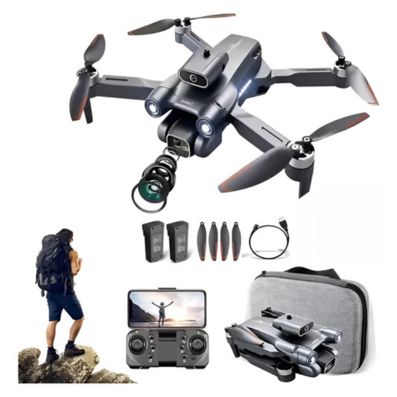【Frete Rápido】Mini Drone com Câmera Dual 6K - S1S 2 Baterias, Controle 2.4GHz, Dobrável p/ Viagens