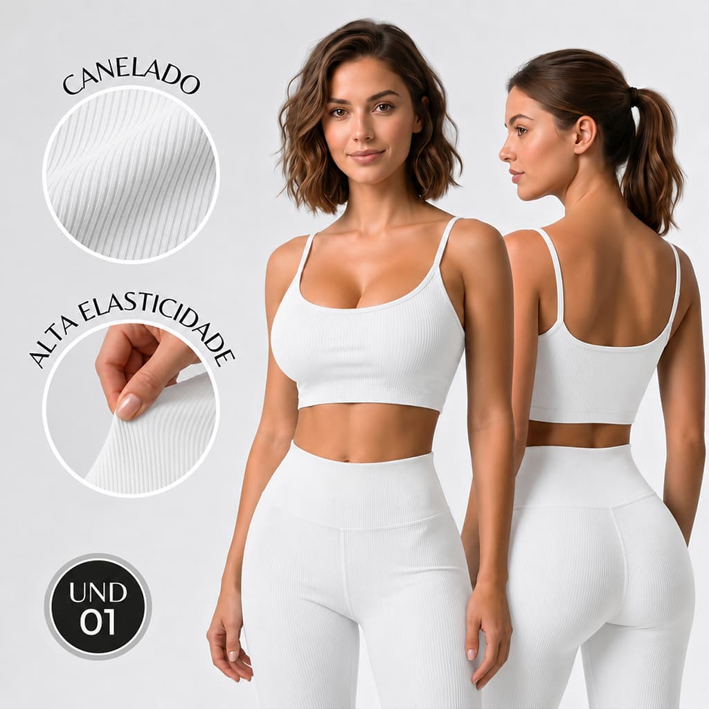 Und. Top Academia Canelado Cropped Forro Duplo Colorido Alcinha Fitness Feminino Sem Bojo