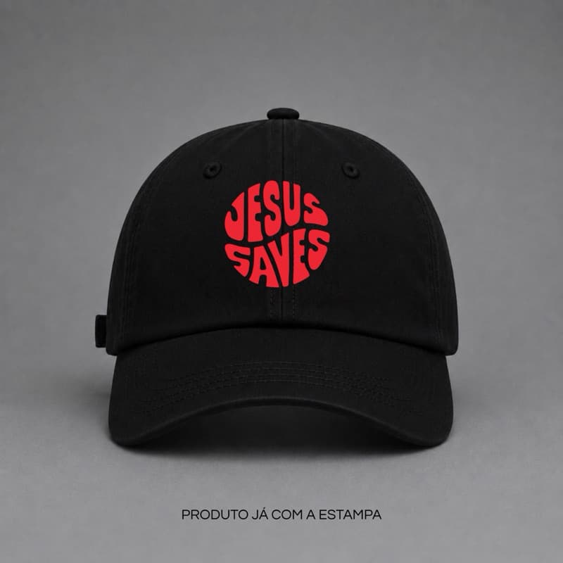 Boné Jesus Saves Premium Bordado Unissex Aba Curva Ajustável Streetwear Cristão