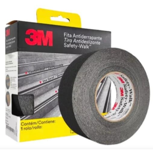 Fita Antiderrapante - 3M -  20 Metros Rampa Pisos Escadas Cor Preto
