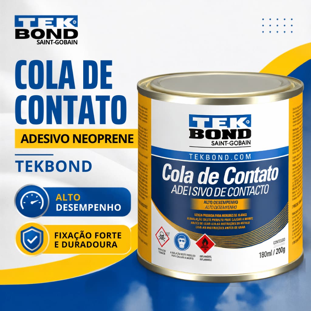 Cola de Contato Tekbond Adesivo Neoprene Alta Aderência Secagem Rápida Multiuso