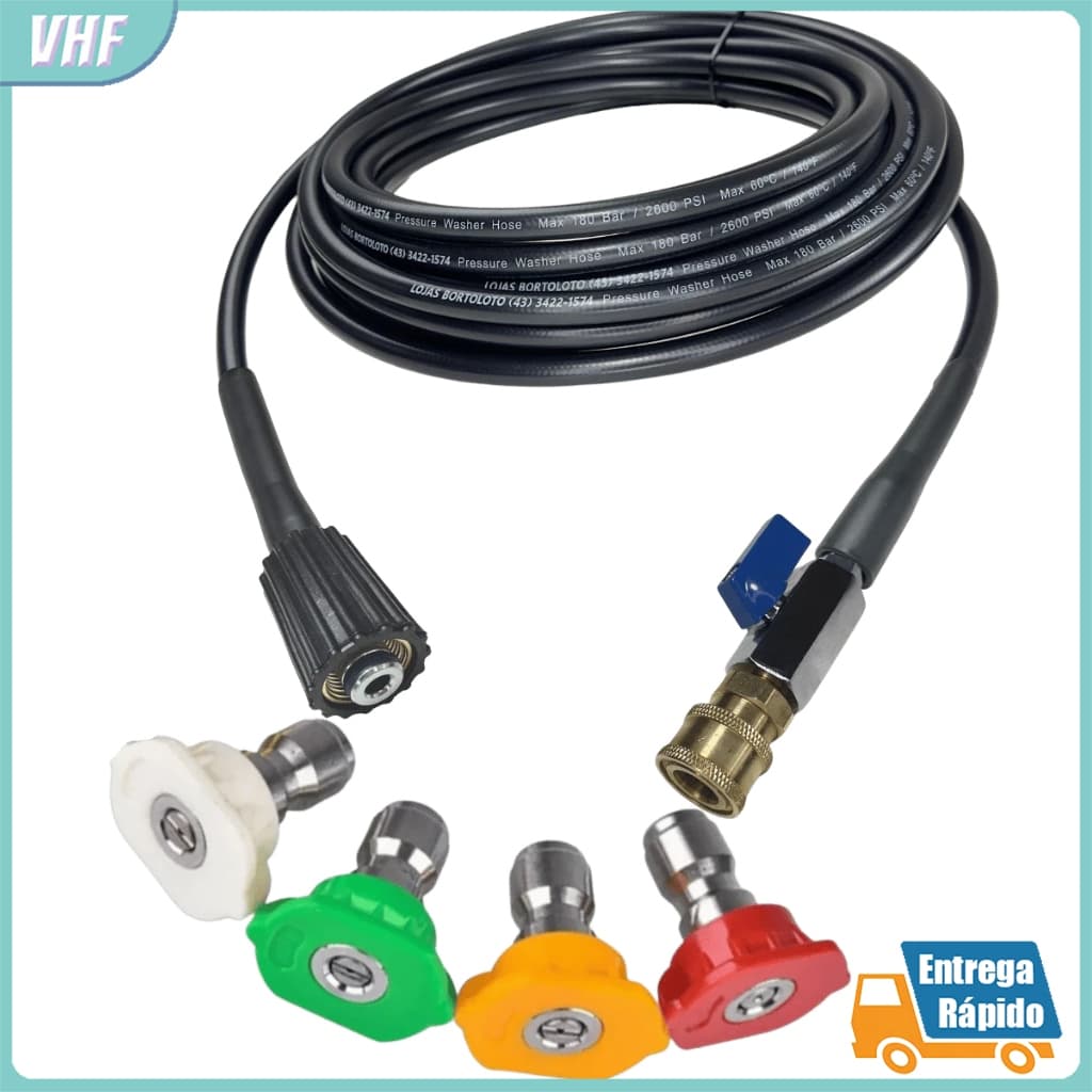 Mangueira de Engate Rápido c/ Bico Colorido p/ Lavadora Alta Pressão Electrolux, WAP, Vonder e Lavor