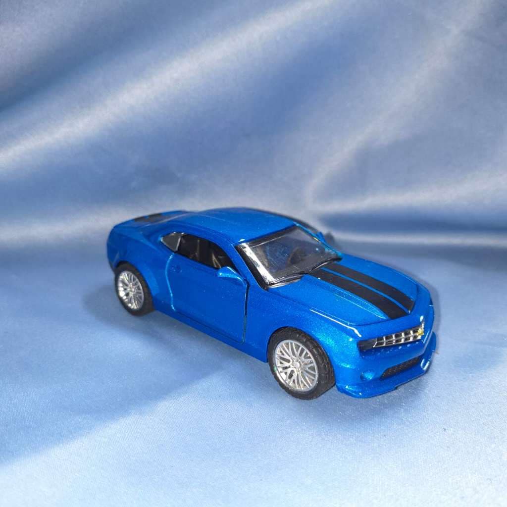 Carrinho Esportivo Chevrolet Camaro Azul Miniatura Metálica, Portas Abertas, Modelo de Coleção, Brinquedo para Crianças,