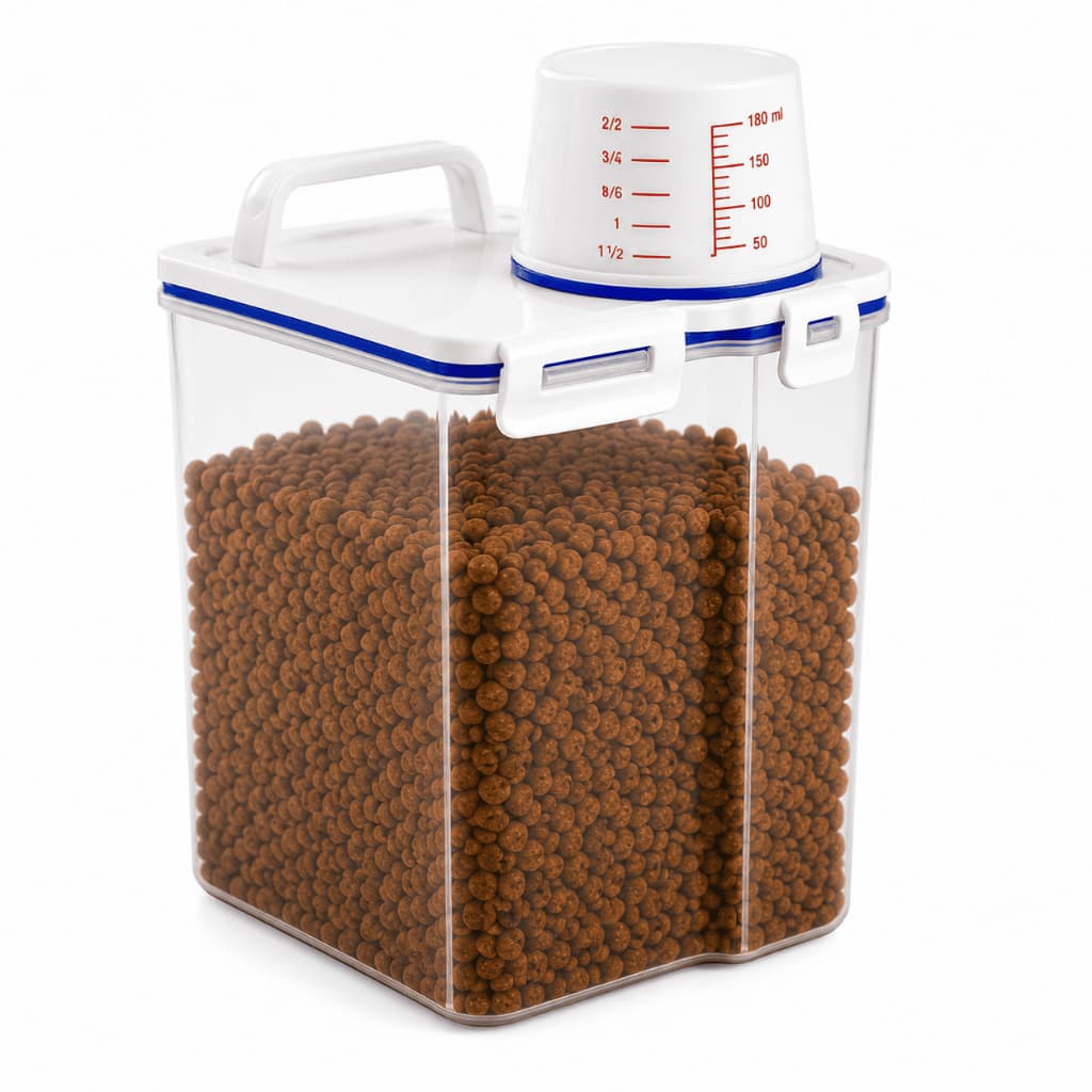 Dispenser Para Ração 2,5L Com Tampa Medidora Hermética Organizador de Alimentos RE267 Snel Home
