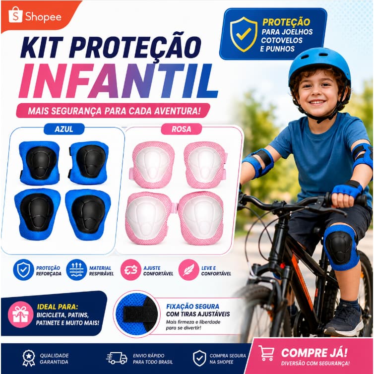 Kit Cotoveleira + Joelheira Infantil