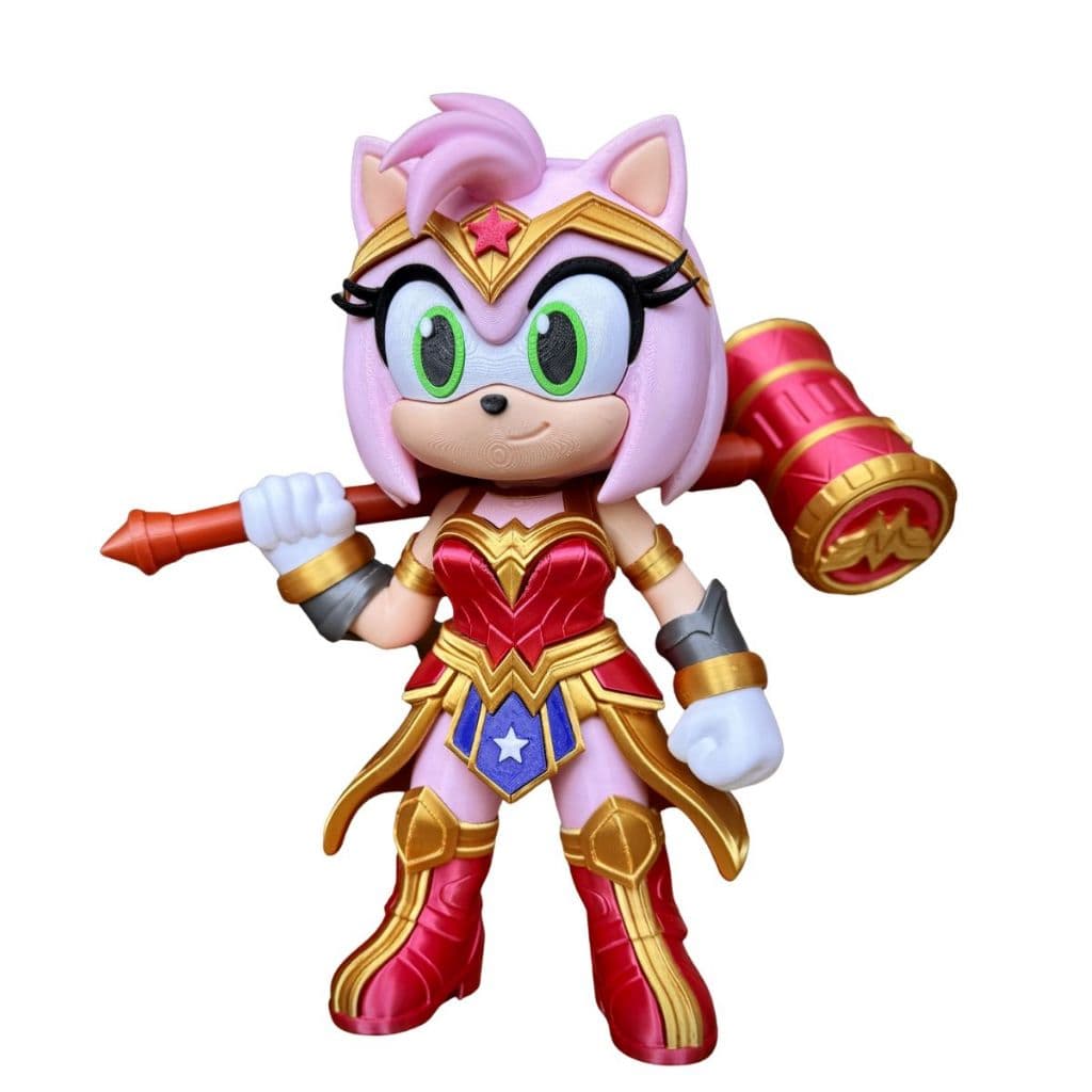 Boneca Amy Rose Sonic - Impressão 3D - 13 cm - Decoração - Colecionável