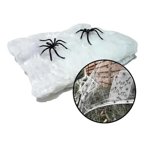 Teia Artifical Decoração Teia de Aranha Falsa Com Aranhas Mini Teinha Estica Halloween