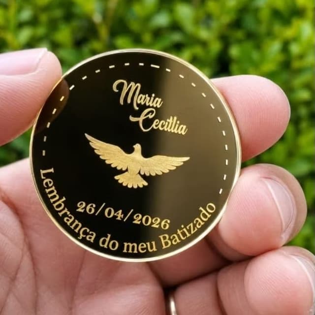 Imã de geladeira personalizado em acrílico dourado espelhado, casamento, noivado, bodas de ouro, aniversário, batizado
