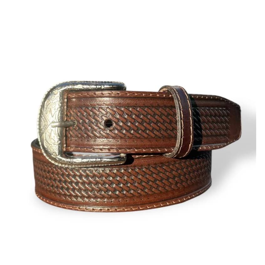 Cinto Masculino Bordado Country De Couro Legítimo Com Fivela Western