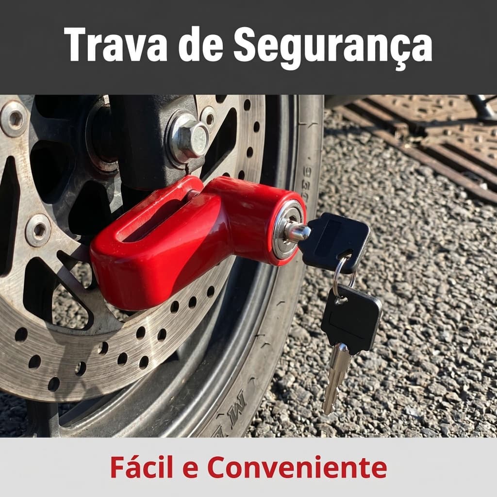 Cadeado Disco Anti-Roubo Vermelho Para Moto Bicicleta