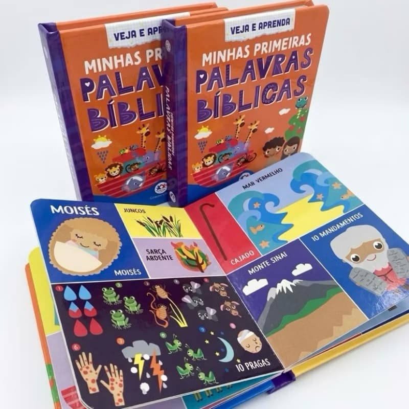 Livro Interativo Infantil Capa Dura Minhas Primeiras Palavras Bíblicas - Bíblia Infantil - Educação Cristã.