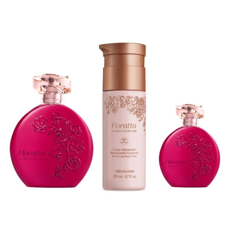 Boticário Floratta Flores Secretas: Colônia 75ml, Colônia 30ml, Loção Hidratante 200ml