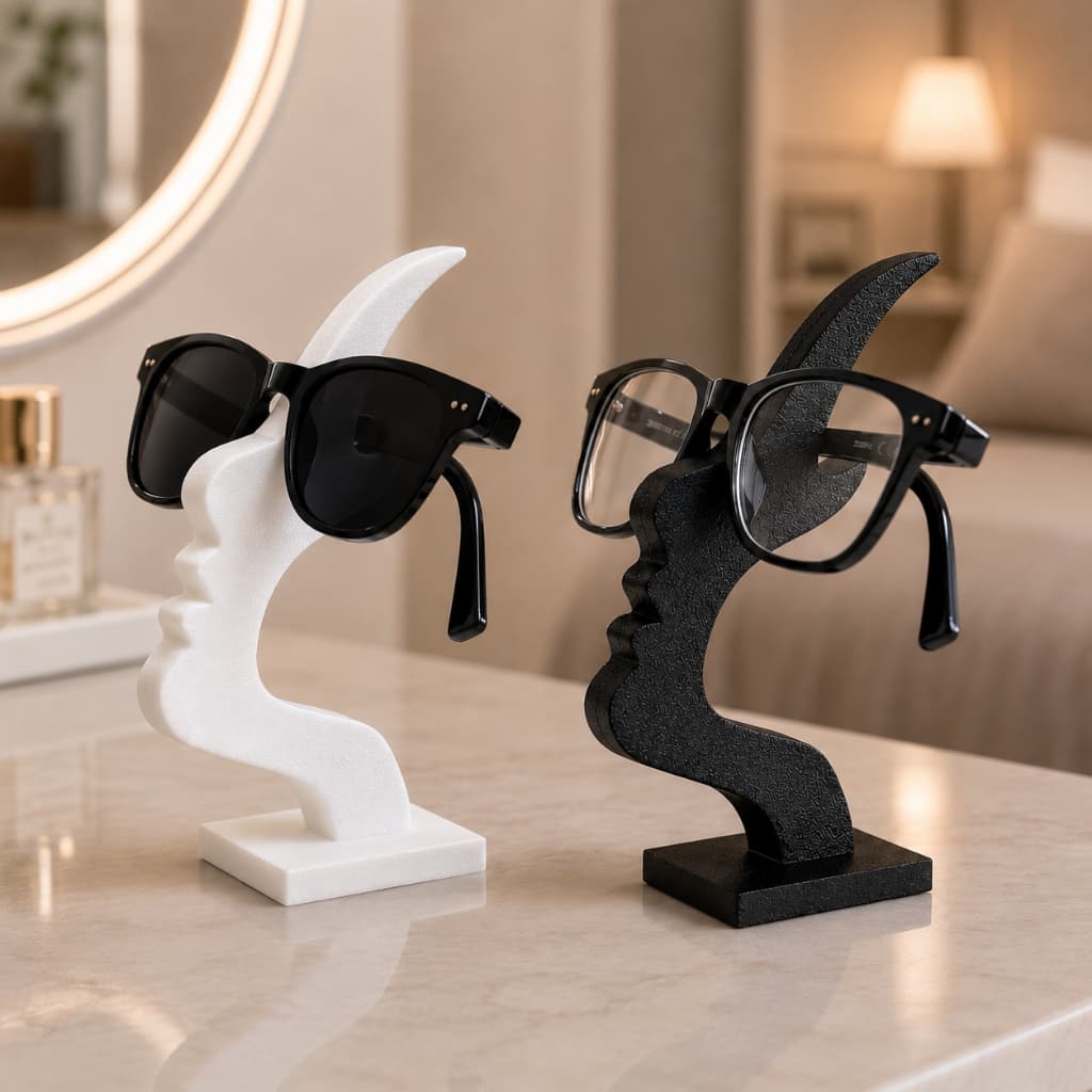 Suporte de Óculos Decorativo Estilo Rosto Minimalista Organizador de Mesa Unidade ou Kit com 2