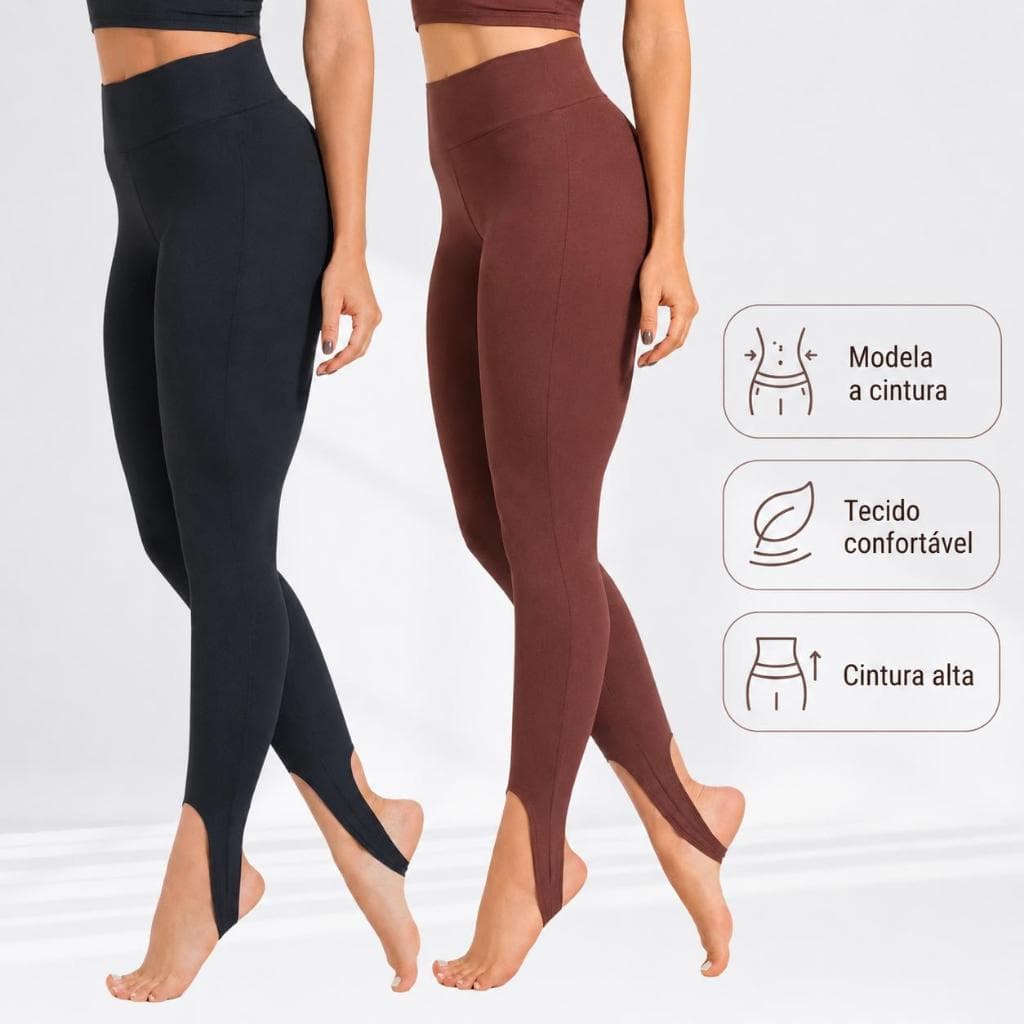 KIT 2 Calça Legging Fuseau com Pezinho e Coz Alto