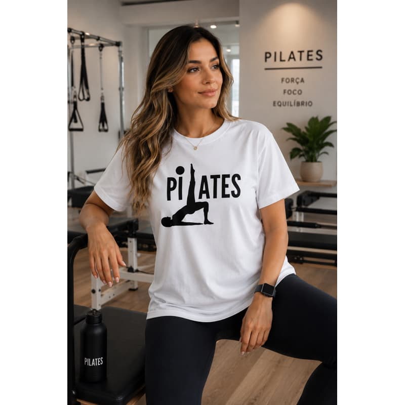 Camiseta Pilates Feminina Oversized Fitness Academia Casual Premium