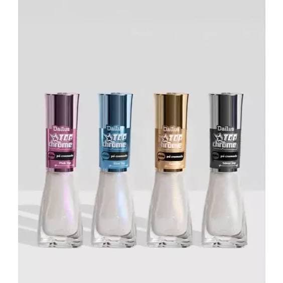 Kit  Esmalte Dailus Top Chrome Efeito Pó Cromado (4 unidades)