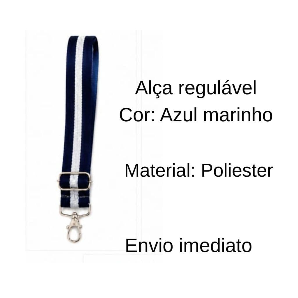 Alça Regulável Azul marinho em Poliéster 3 cm x 1,20 m – Resistente para Bolsas, Mochilas e Artesanato