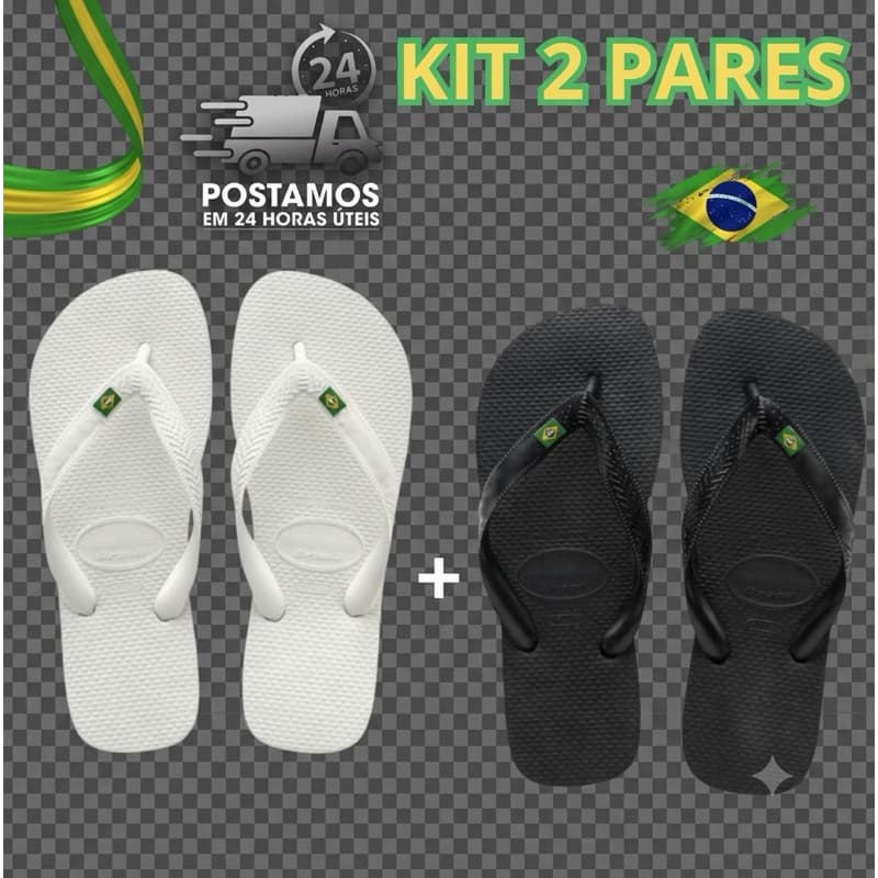 Dois Pares Chinelo Bandeirinha Original Sandalia De Dedo Unissex Verão- Promoção