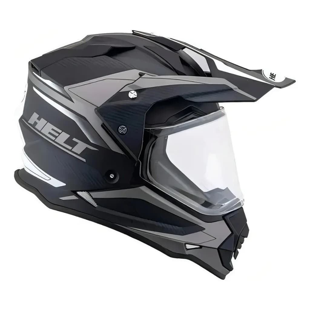 Capacete Helt Cross Vision Glass Titanium C/oculos  Preto com Cinza Fosco