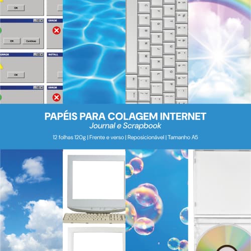 Papéis P/ Colagem Internet Journal Scrapbook C/ 12Fls 120g Reposicionável A5