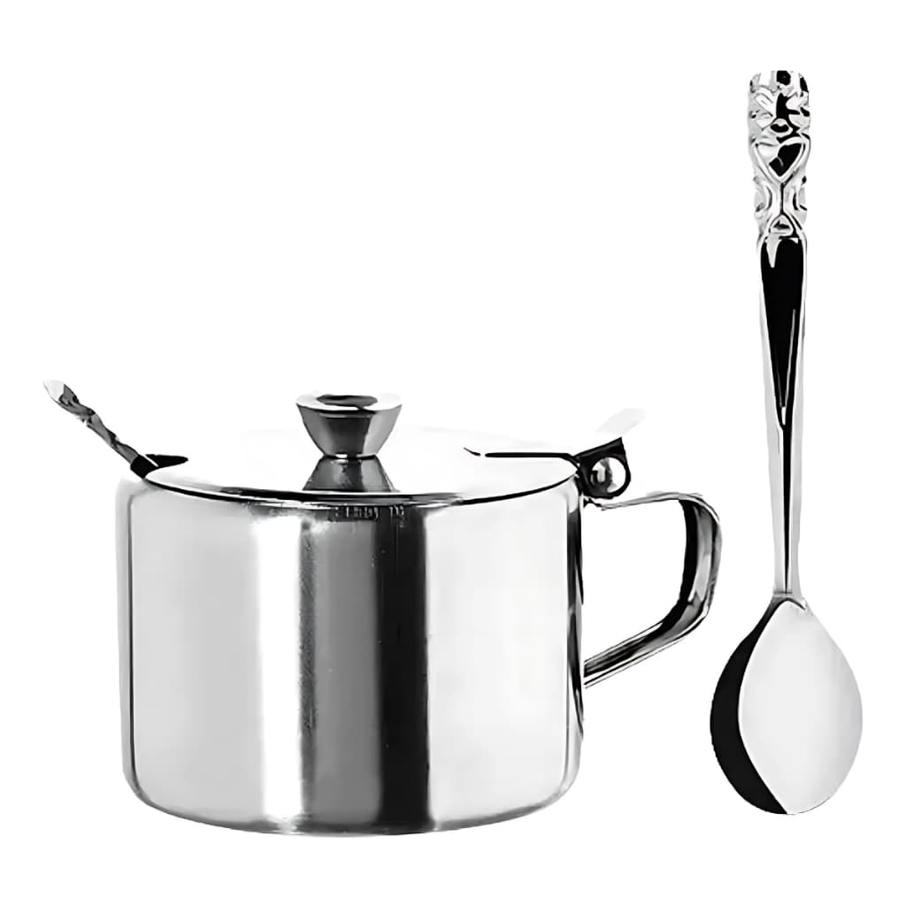 Açucareiro Inox Com Tampa E Colher